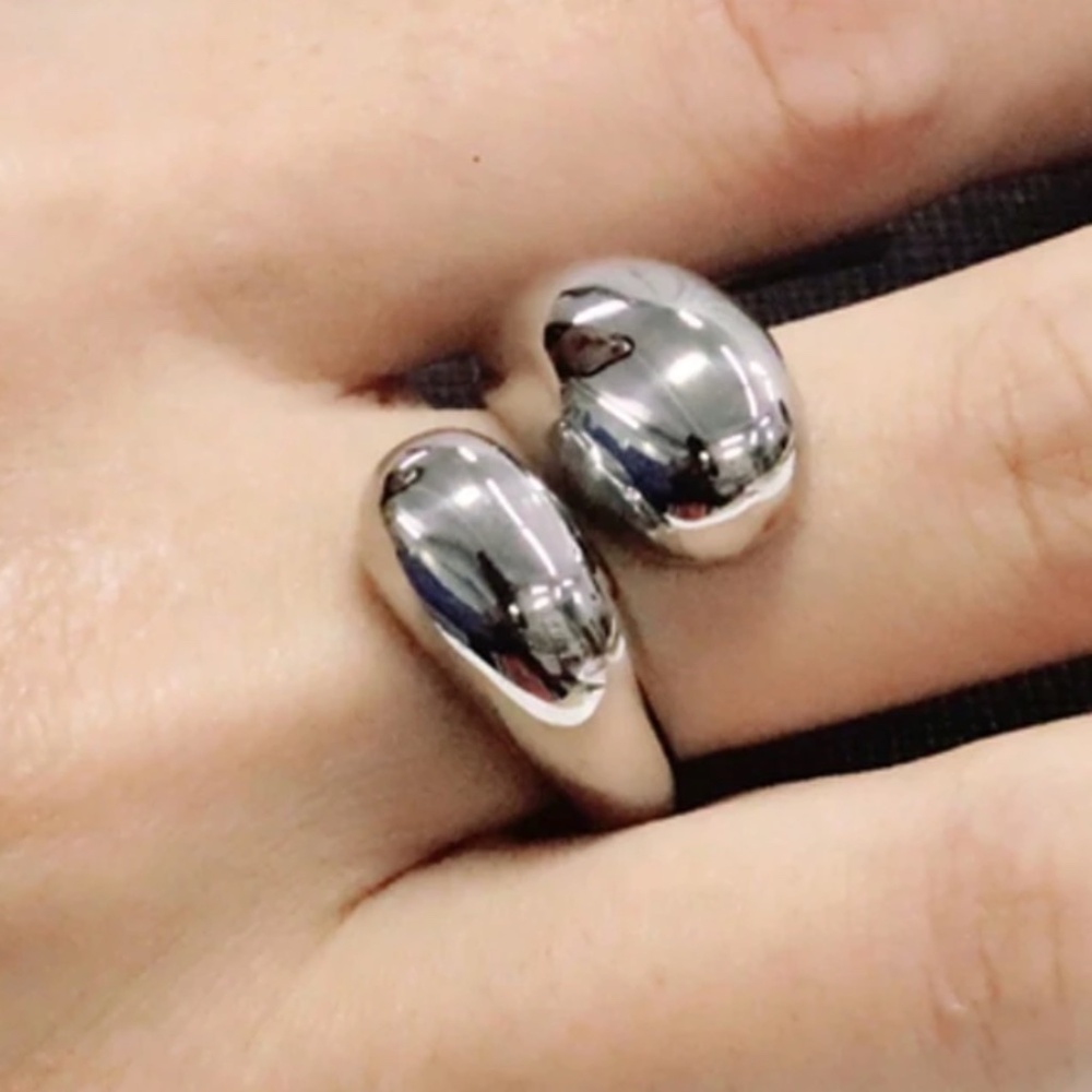 Luxe Silver Tone Stainless Steel Wrap Ring
